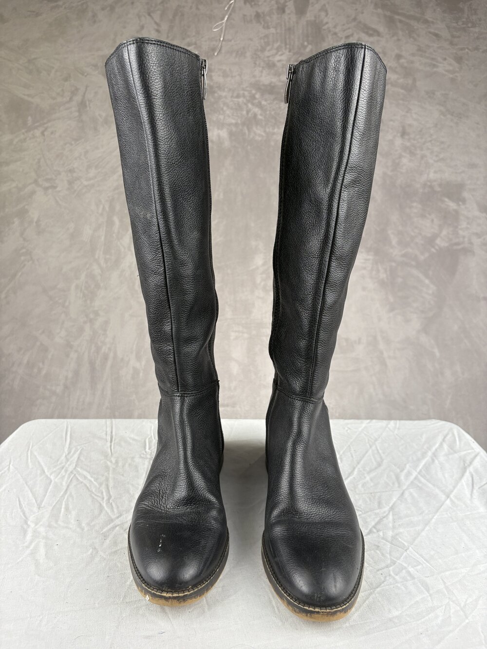 Franco Sarto Black Leather Knee-High Boots Size 7 - Picture 6 of 11
